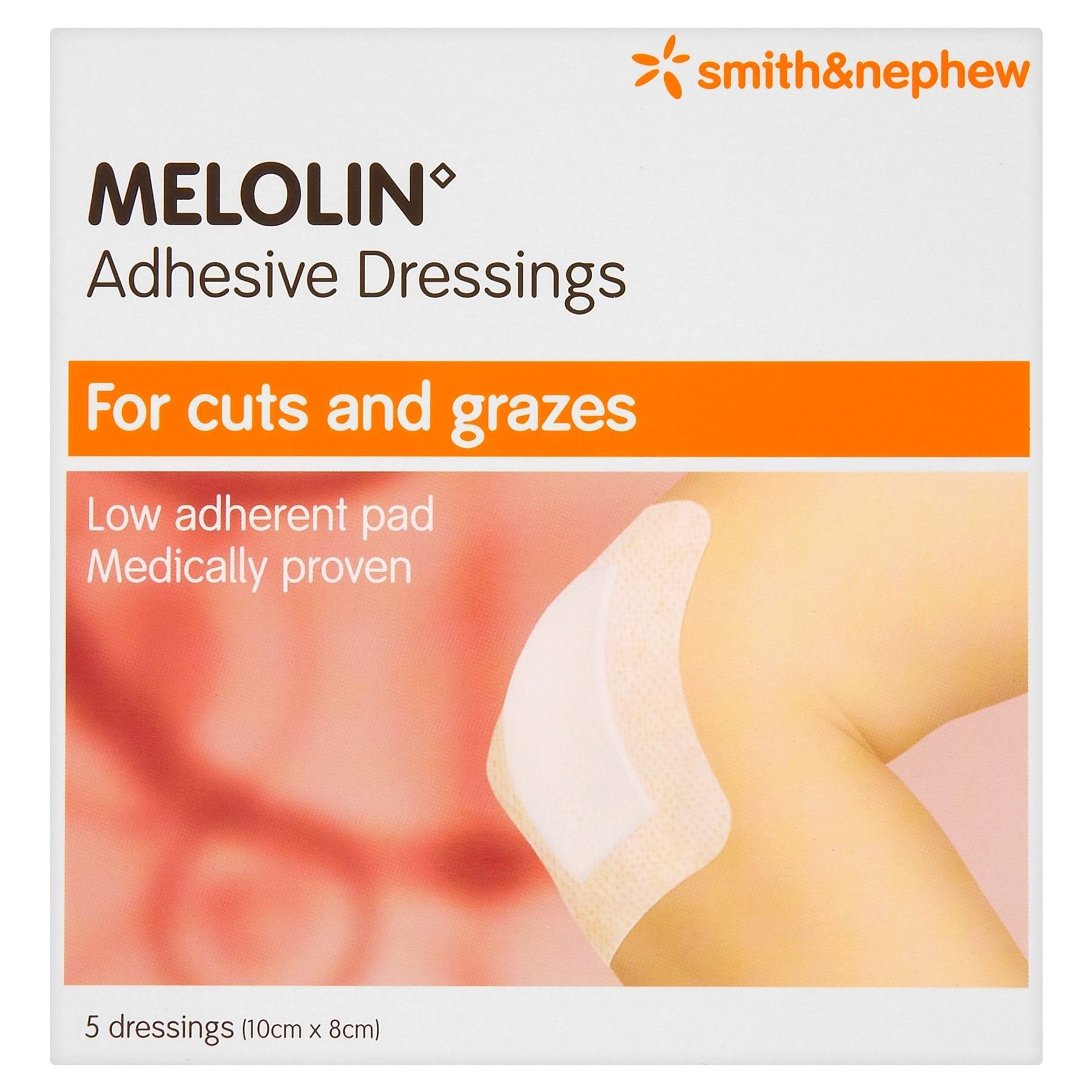 Melolin adhesive 10cm x 8cm, Large adhesive wound dressing 