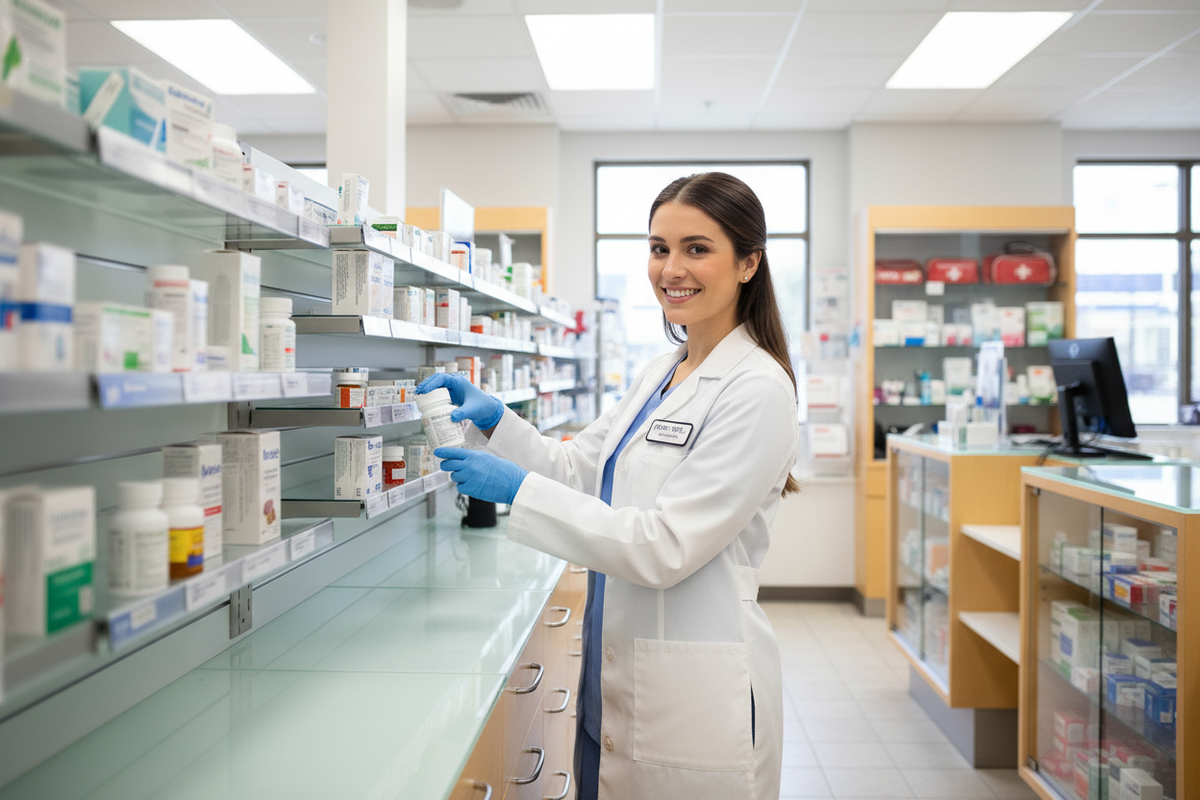Create image of a pharmacy dispensing technician