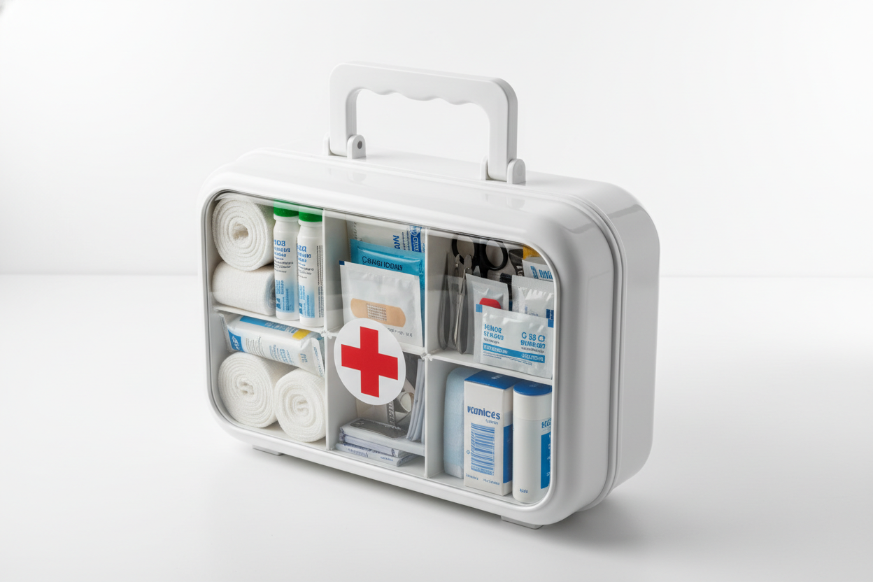 generate an image of a high quality first aid kit box 